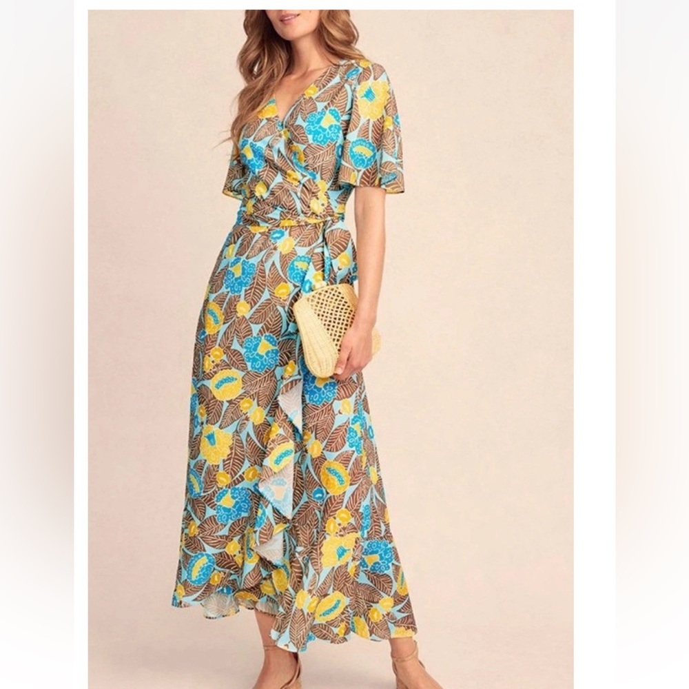 NWT! J. McLaughlin Audette Floral Wrap Dress in Block Print Bloom Size Medium - Picture 3 of 6